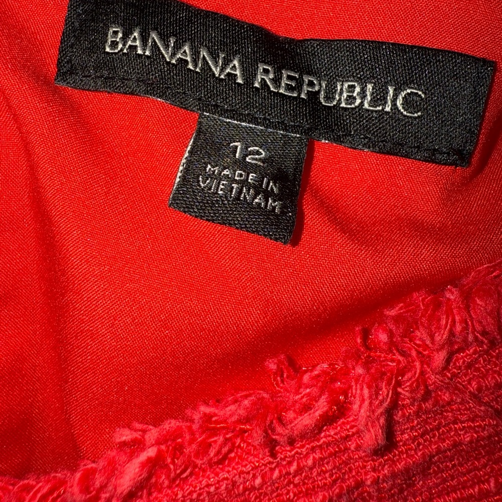 Red frayed hem dress